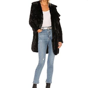 BB Dakota Shear Factor Swirl Faux Fur Coat